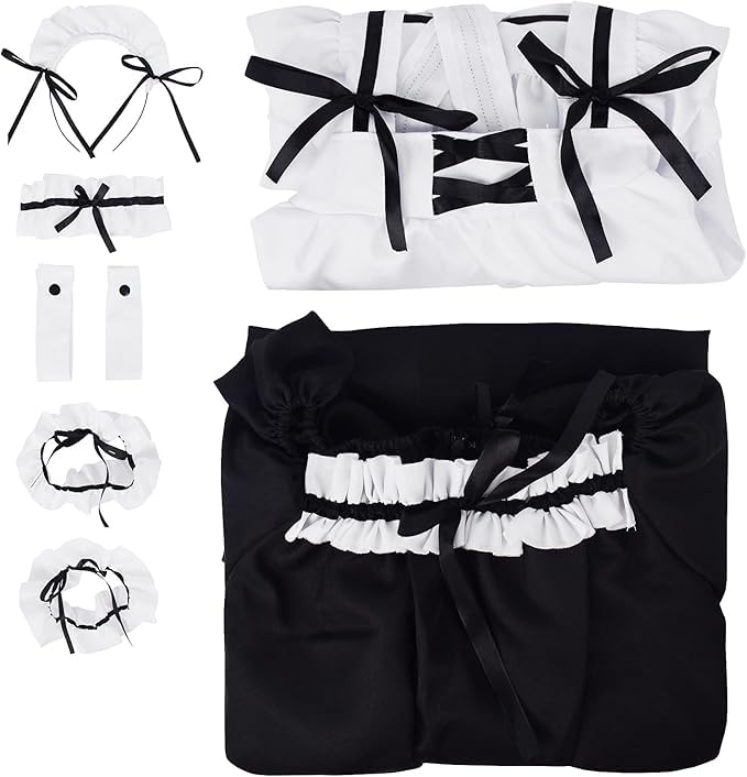 HUIROM Maid Anime Cute Lolita School Maid X Size Costume, Cosplay, Halloween, Costume, Beginner's, Costume, Alice-inspired, Festival, Christmas, Cafe,