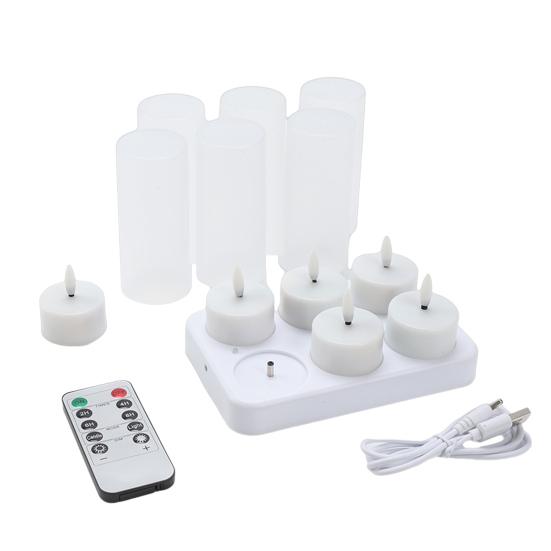 4/6/12 Holes Flameless Tea Light Candles Rechargeable Flickering LED Candles LED Votive Candle Battery Operated Electric Candles