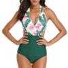 Women Bodysuit Bikini Sexy Deep V Print Swimwear Backless Swimsuit Bathing Suit