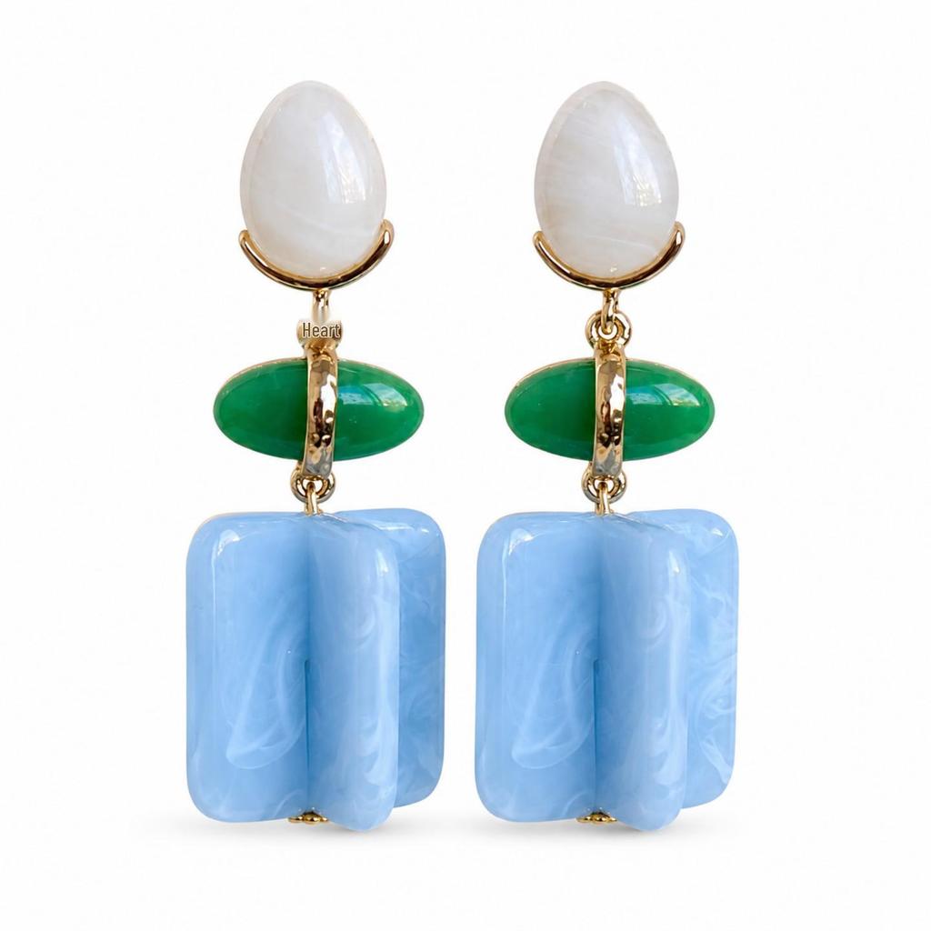 Orecchini a Fiocco in Vetro Blu Vintage - Ornamento dal Design Retrò
