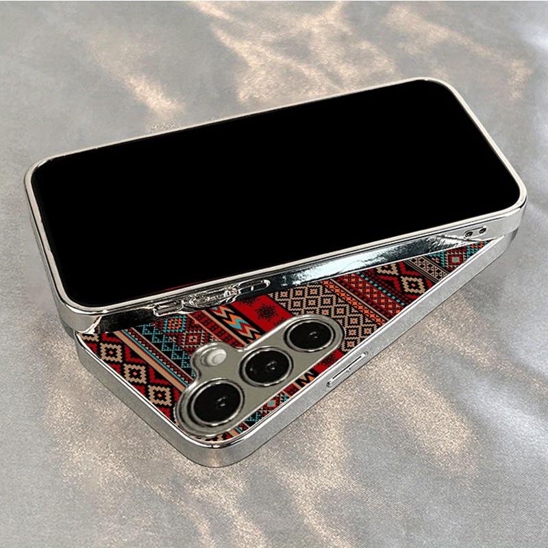 Woven patterned glass phone case suitable for Samsung Galaxy S26 S25 S24 S23 S22 S20 FE/Ultra/Plus anti drop back cover