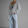 Women's Faux Mink Knit Cardigan Jacket Soft and Skin-friendly V-neck Knit Cardigan Autumn and Winter