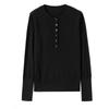 Simple and Decent Half-open Round Neck Design All-wool Pullover Wool Sweater Women's Versatile and Thin Casual Simple Knitting