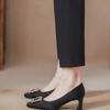 Temperament Square Head Thick Heel Single Shoes Women's Autumn New Shallow Mouth Medium Heel Black Women's High Heels