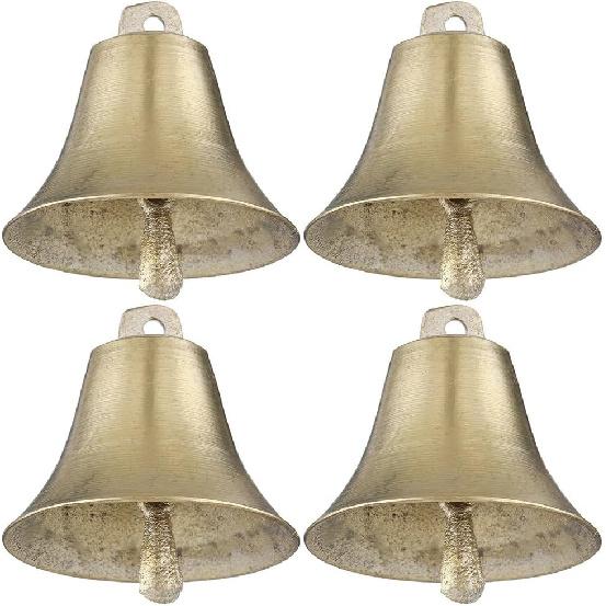4Pcs Copper Cow Sheep Bells - Loud Metal Grazing Bells for Livestock Pets and DIY Crafts