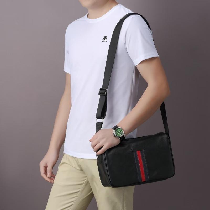 

Мужская сумка из натуральной кожи, мужская одноплечевая сумка, модная и повседневная сумка через плечо, легкая роскошная сумка через плечо One Size чёрный