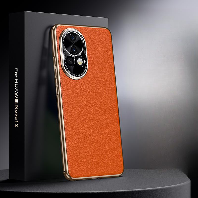 Suitable for Huawei Nova12ultra Mobile Phone Case Simple Electroplated Nova12p Starry Version Anti-fall Business Leather Case