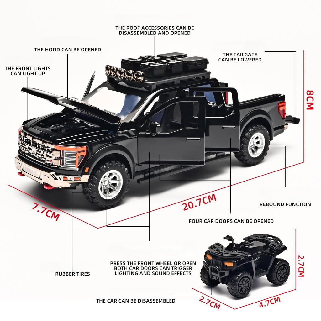 New 1:24 Ford F150 Pickup Truck Simulation Alloy Car Model - Suitable for Children's Toys and Collections