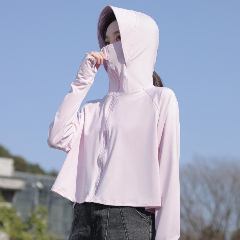 Nylon original yarn cold silk cool yoga jacket slim-fitting sunscreen clothing women's summer UV protection breathable sunscreen clothing