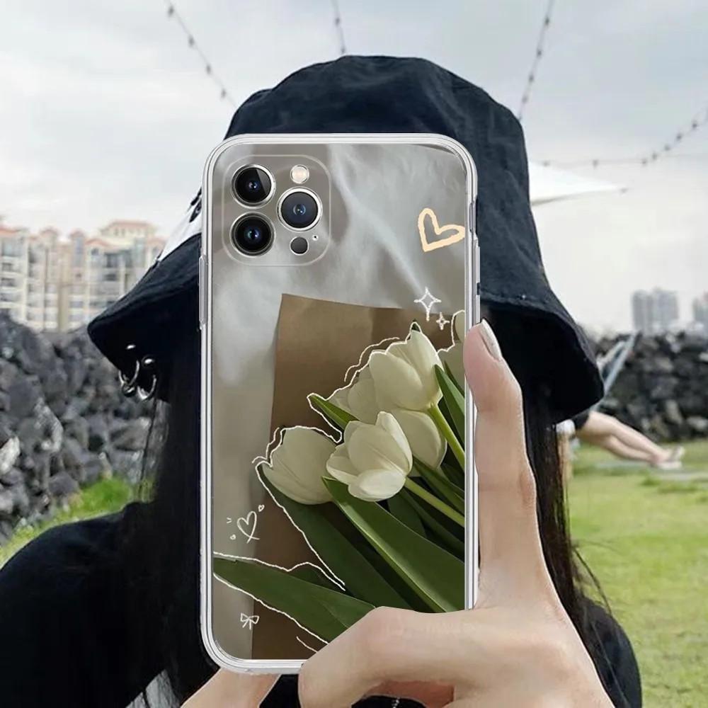 

Подходит для чехла для мобильного телефона Apple iPhone12 Mini, чехол для мобильного телефона в стиле ретро с изображением тюльпана, окрашенный и устойчивый к падениям iPhone 16