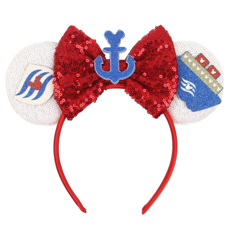 Cartoon Character Mouse Ears Headband Sequins 5" Bow Hairband For Girls Children Festival Party DIY Hair Accessories Gift
