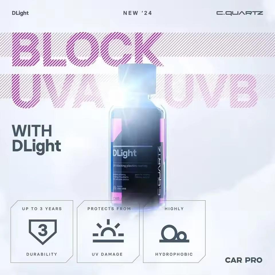Per Car Pro CQUARTZ DLight Rivestimento Ceramico UV per Fari Rivestimento Protettivo a Lunga Durata per la Cura dell'Auto Fari e Plastiche PPF