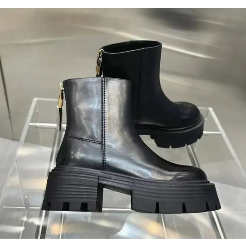 Fashion Women's Ankle Boots High Heel Round Head Thick Heel Back Zipper Fashion Boots Platform Shoes Boots Women 2024