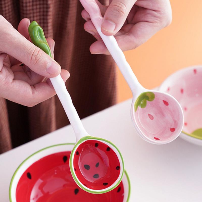 Kitchen Set Set Wear-resistant Ceramic Bowl Household Creative Strawberry Watermelon Bowl Household Products Highest Evaluation