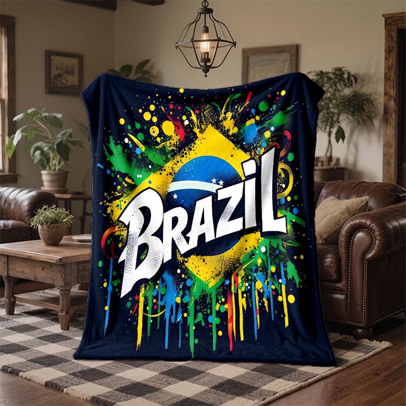 Brazil national football team Print Flannel Blanket Soft Warm Sofa Bed Throw Blanket For Home Office Bedroom