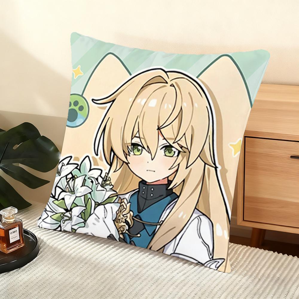 Chibi Cute Honkai Star Rail Cushion Cover Soft Short Plush Pillow Cover Smooth Cozy Texture Aesthetic Cushion Case Home Decor