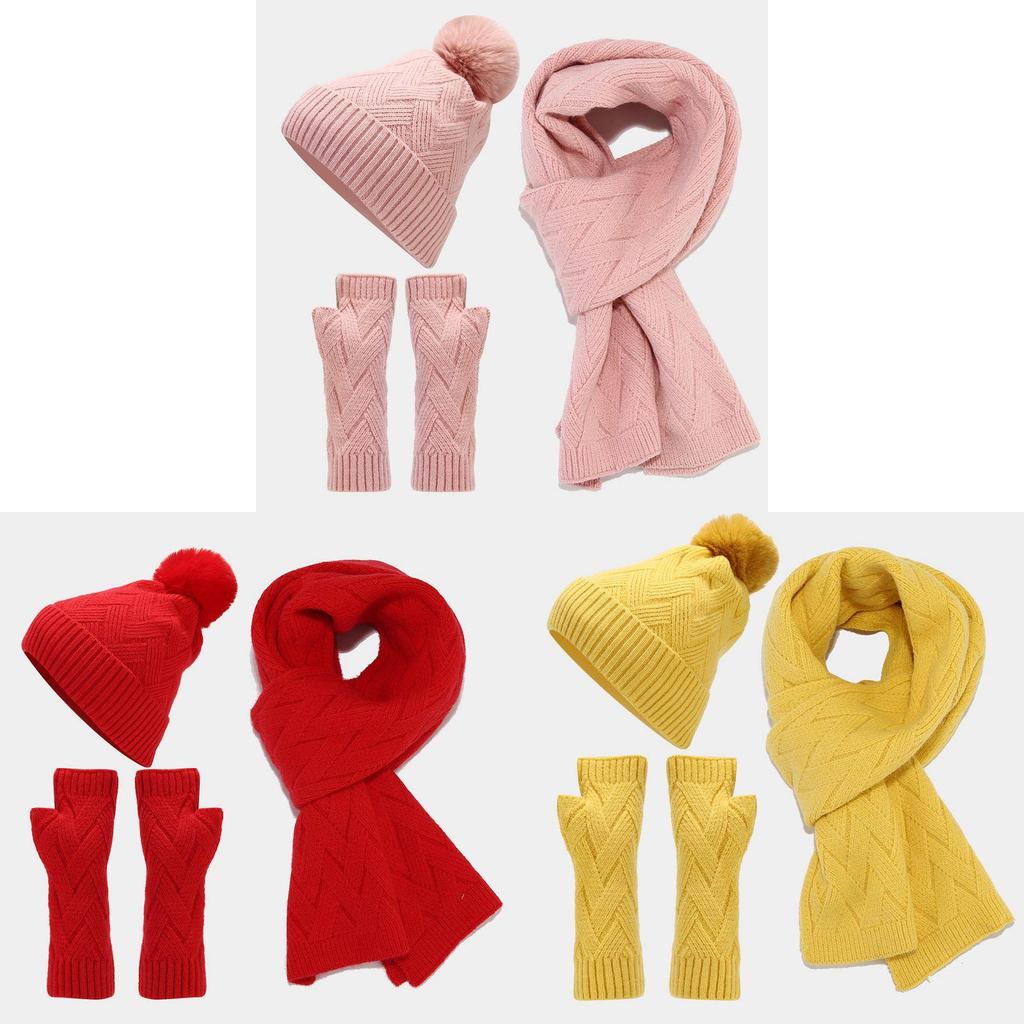 Knitted Autumn Winter Hat Gloves Scarf Set For Women And Men With Warmth And Style