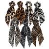 Leopard Print Bow Ribbon Large Scrunchies High Elastic Hair Ties for Women Ponytail Holder Hot Selling Daily