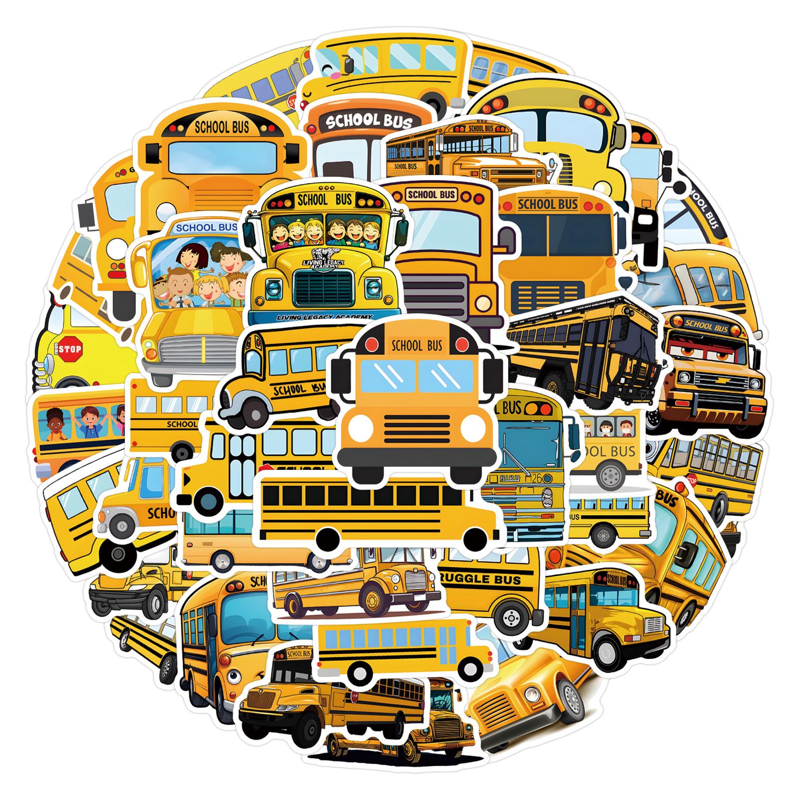 

55 New School Bus Cartoon School Bus Graffiti Decals Suitcase Mobile Phone Decals Premium Durable Quality Useful