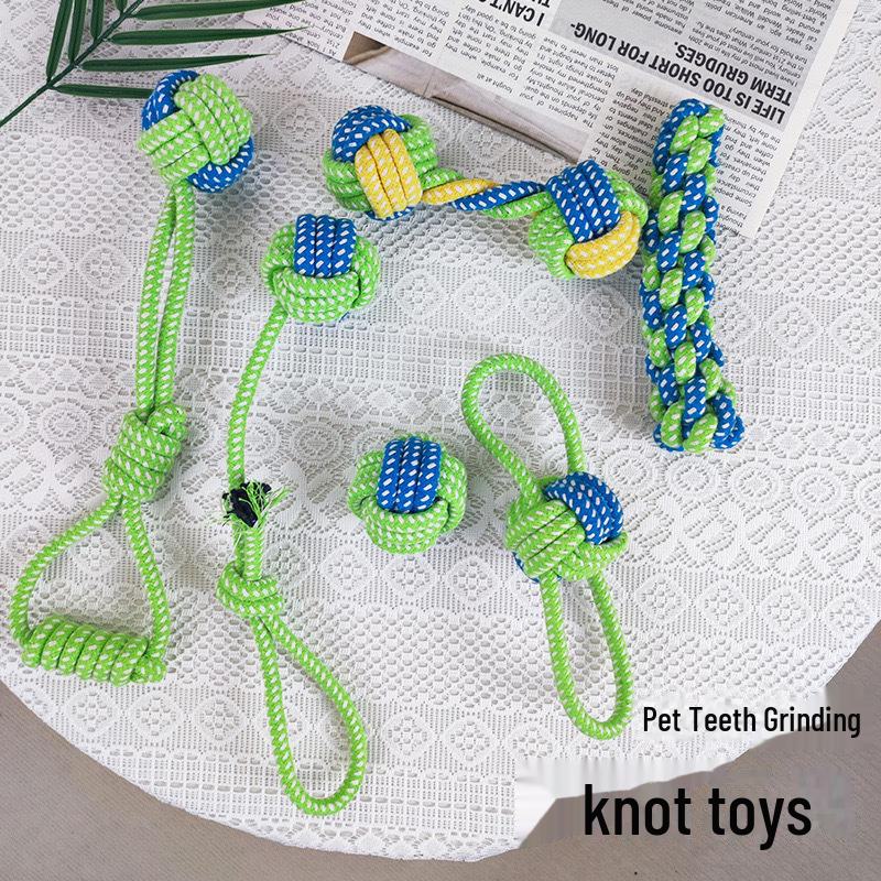 

Набор двухцветных игрушек для жевания и прорезывания зубов у собак - веревки для чистки и дрессировки зубов Two-color Single Ball [Green/Blue]