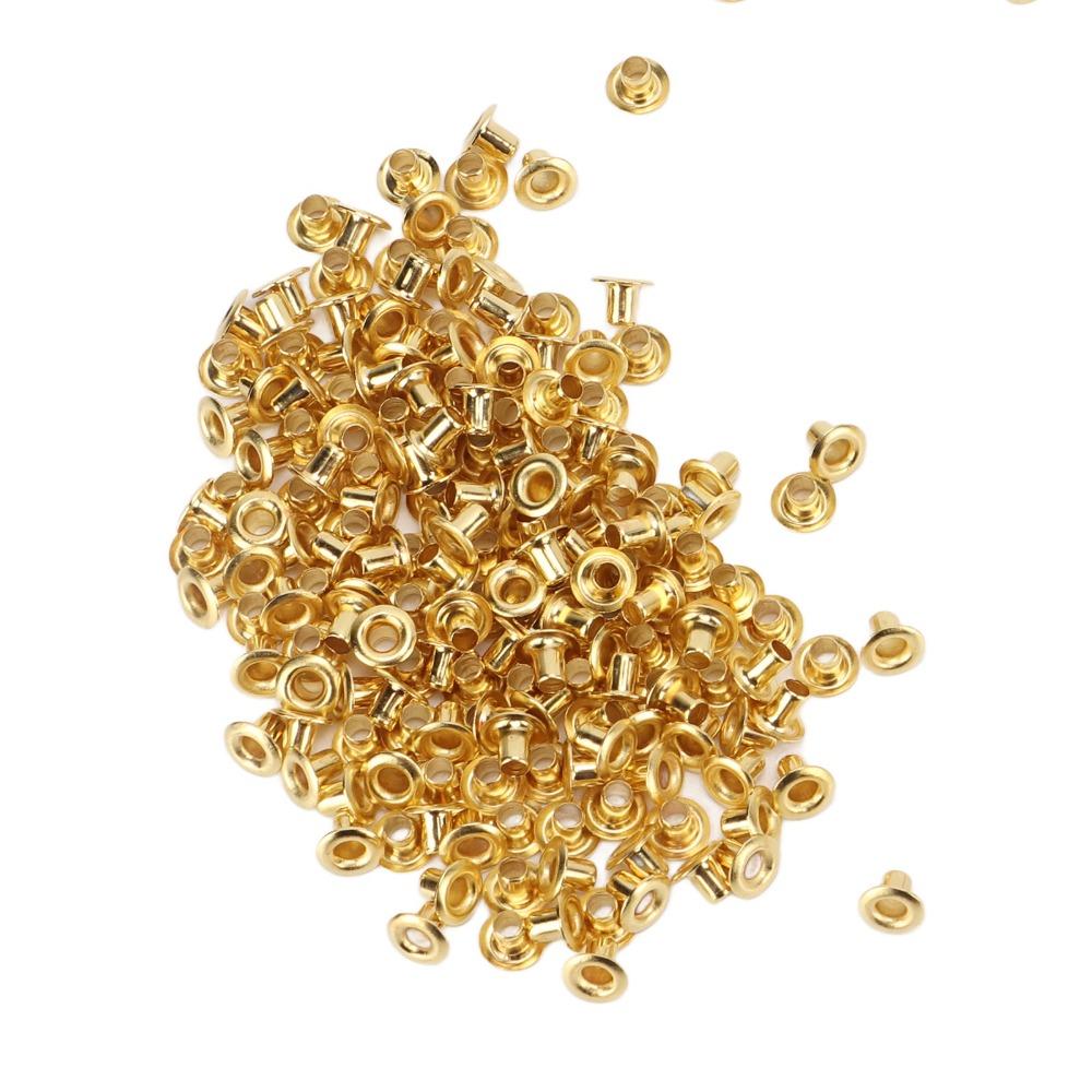 500pcs Through Hole Design Grommets Kit Gold Tone Metal Eyelets Tiny Hollow Rivets For DIY Project