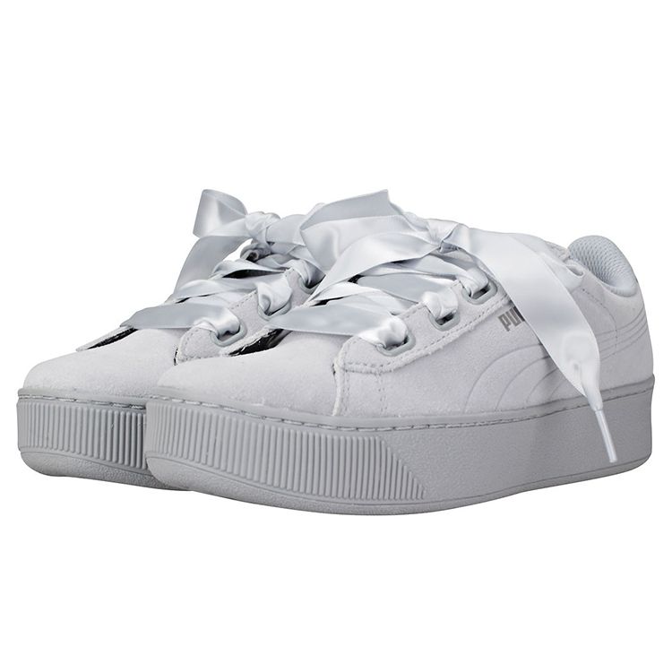 Puma Vikky Piattaforma Nastro Raso Retro Casual Basse Sneakers Donna sneakers Grigio Bianco 366418-02