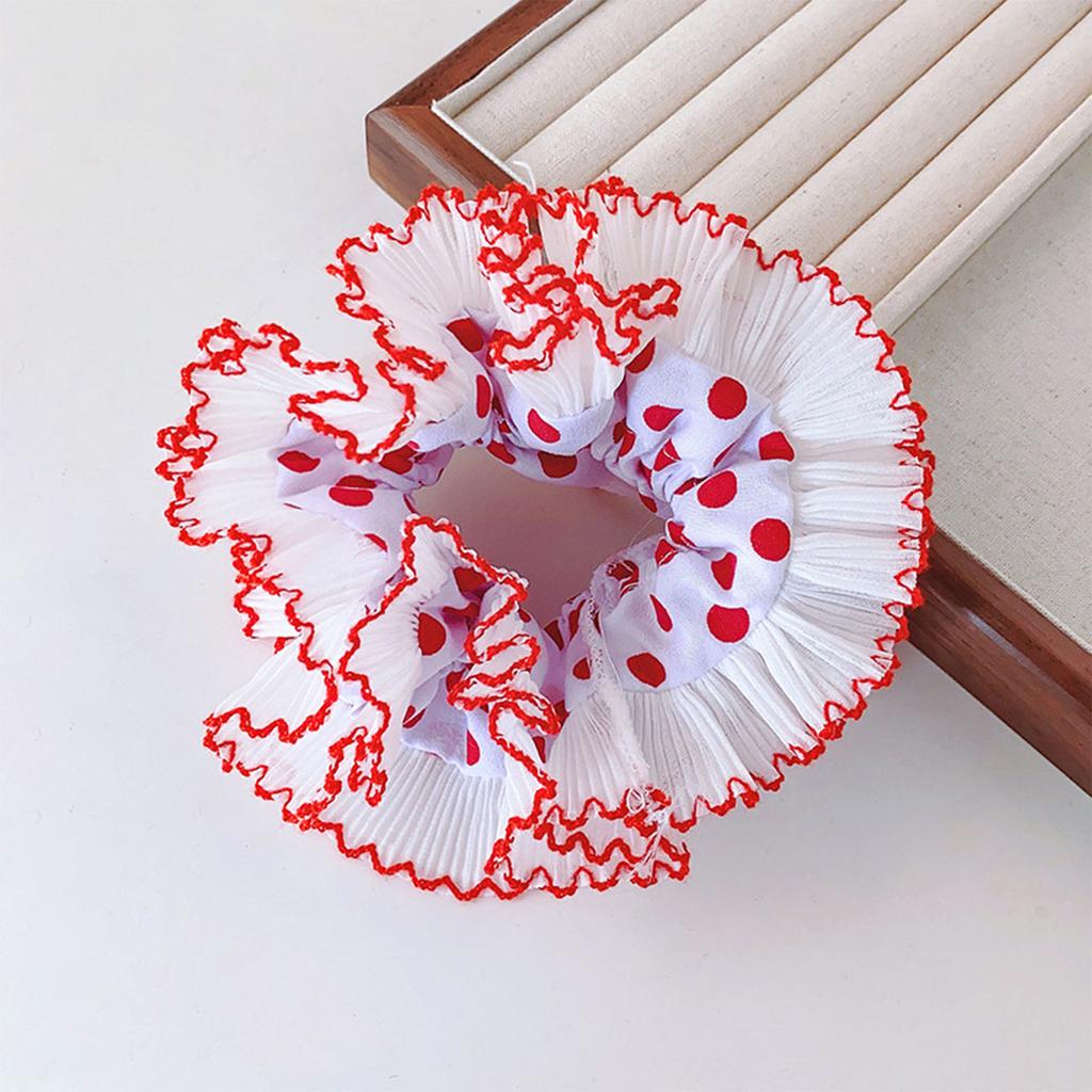 Lace Scrunchies for Women Double Layer Large Elastic Hairbands French Hair Scrunchy Bobbles Soft Hair Accessories