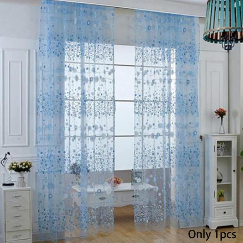 Country Style Floral Print Curtains Decorative Sheer Tulle Multiple Colors 106/79in