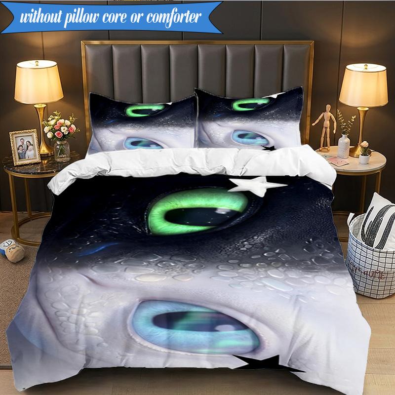 3PCS Train dragon Bedding Set Duvet Cover Closure Includes 1 Duvet Cover & 2 Pillowcases for All Seasons Bedroom Decor Christmas Fan gifts