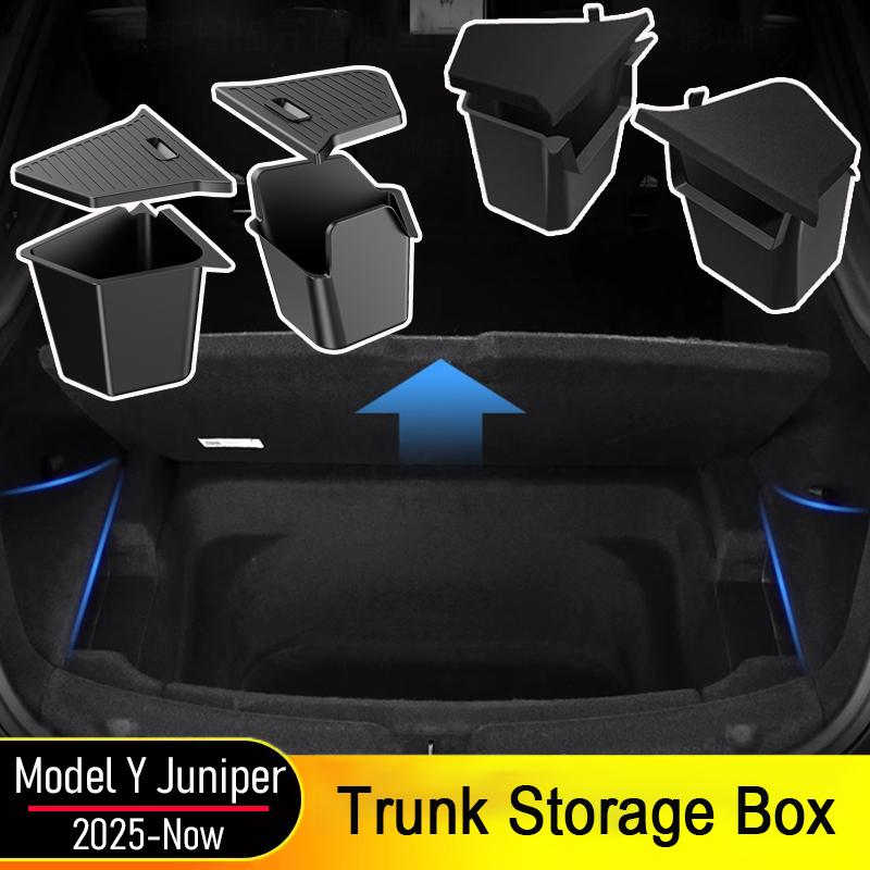 Trunk Side Storage Bin For Tesla Model Y 2025 2026 Juniper Trunk Organizer Storage Box Cargo Left Right Flocking Mat Accessories