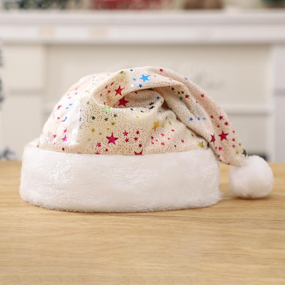 

Luminous Xmas Cap Long Plush Christmas Hat New Year Santa Hat Adults бежевый
