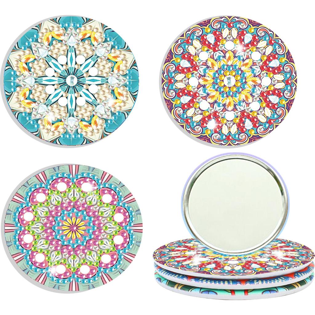 Datura Pocket Mirror 3pcs Diamond Painting Mirror Portable DIY Rhinestone Embroidery Mosaic Makeup Mirror Art Craft Set for Girl