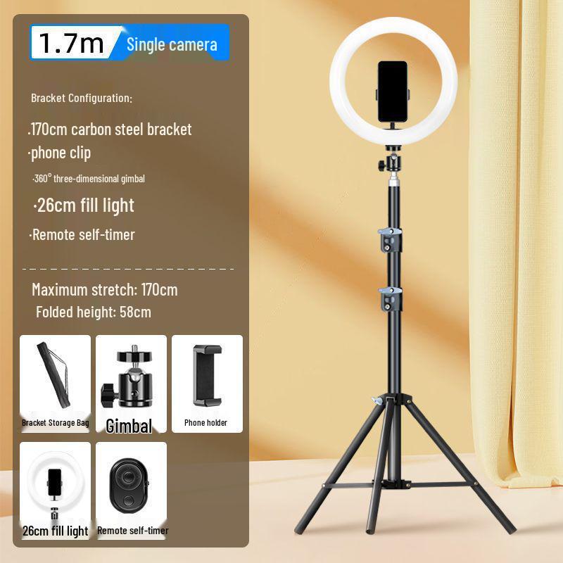 Dual Phone & DSLR Live Streaming Tripod with Multi-Camera Mount, Selfie Light, and Fill Lighting for Photography & Streaming