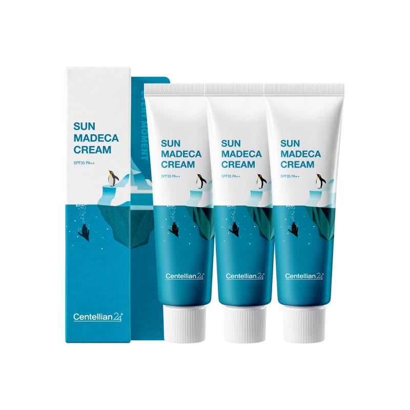 Sun Madeca Cream 50ml x 3 Cooling UV Protection Sunscreen Moisturizing Soothing Ice Techa Photoaging Centella Asiatica