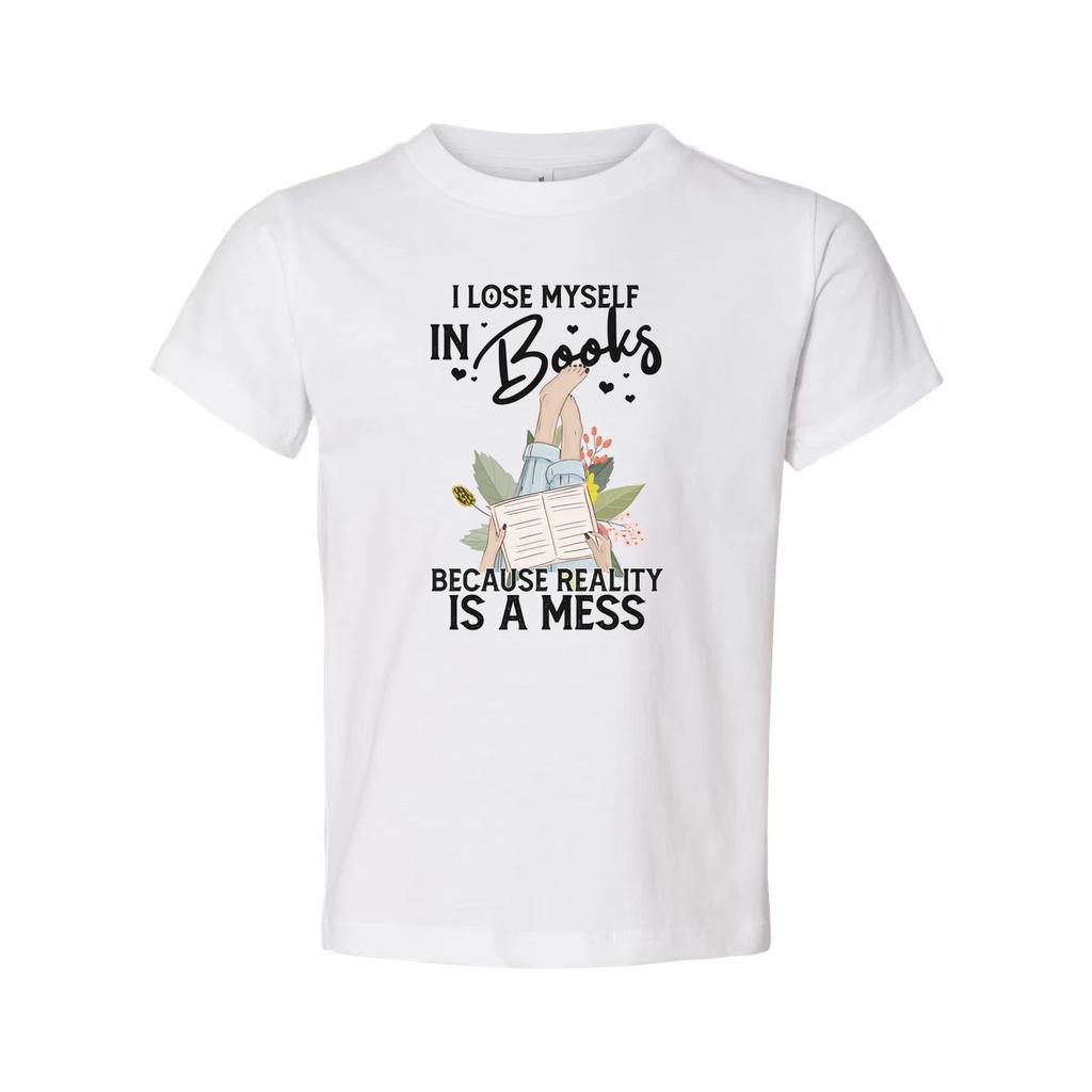 Unisex Book Lover T Shirt With Quote I Lose Myself In Books Because Reality Is A