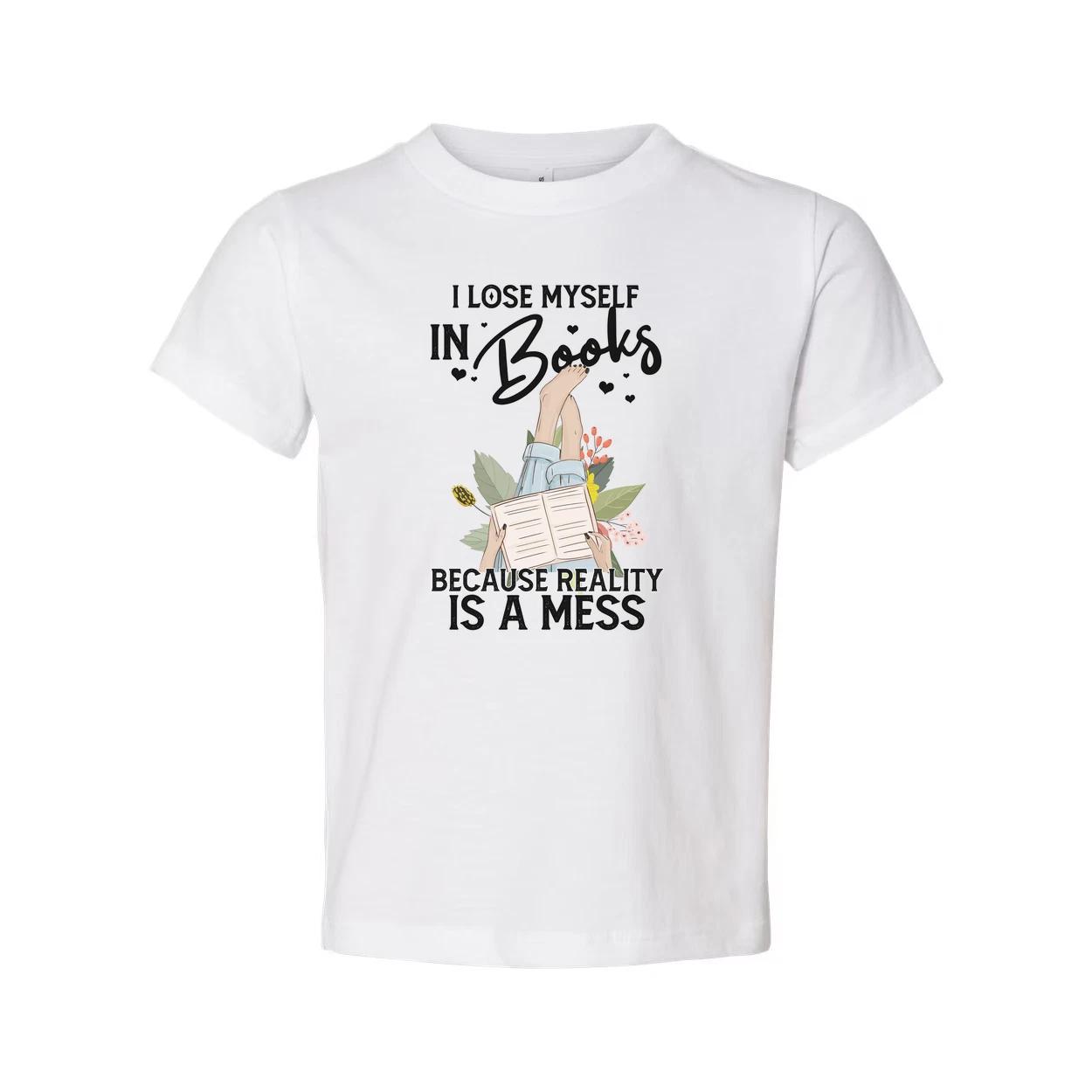 

Unisex Book Lover T Shirt With Quote I Lose Myself In Books Because Reality Is A 4XL
