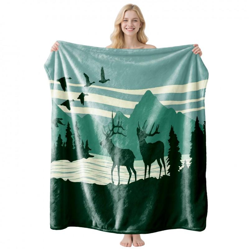 Cool Contrast Tiger Print Flannel Blanket Soft Nap Air Conditioner Throw Home