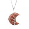 Natural Amethyst Moon Tree Of Life Pendant Necklace Handmade Crystal Fortune Tree Jewelry N512