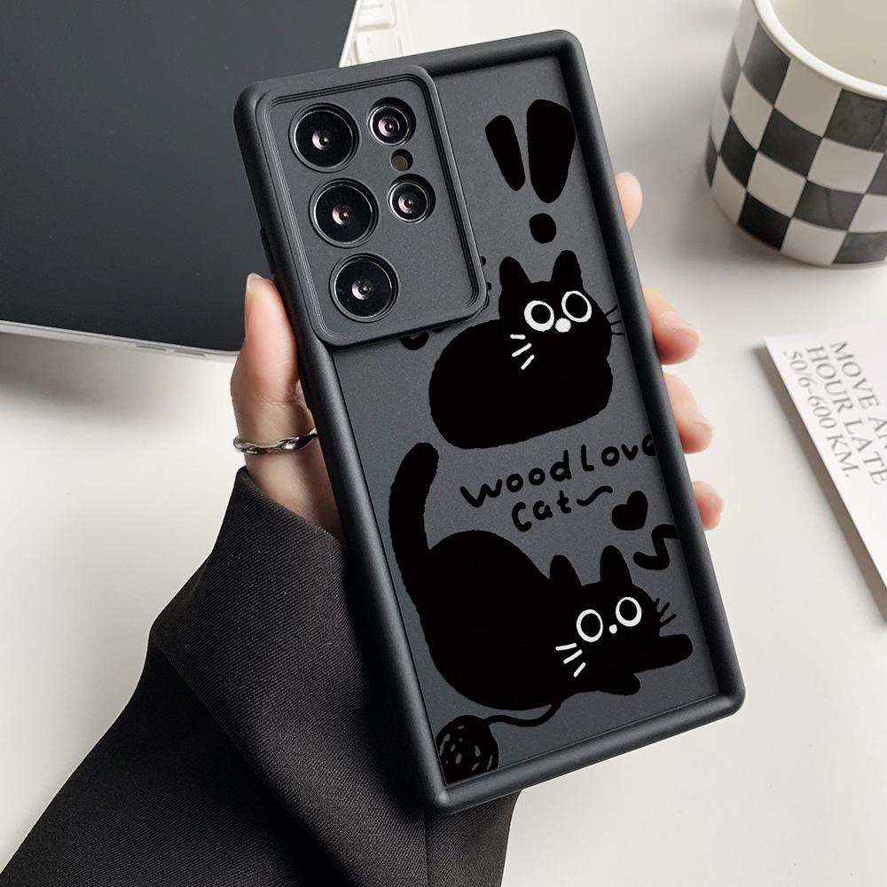 Silicone Case For Samsung A55 5G A16 S25 Ultra S24 FE S23 Plus S22 A54 A53 A35 A34 A33 A25 A15 A14 A13 A06 A05 A05s Cat Covers