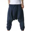 Men Spring HaremSummer Japanese Large Size Cotton Linen Casual Long Collar Pants