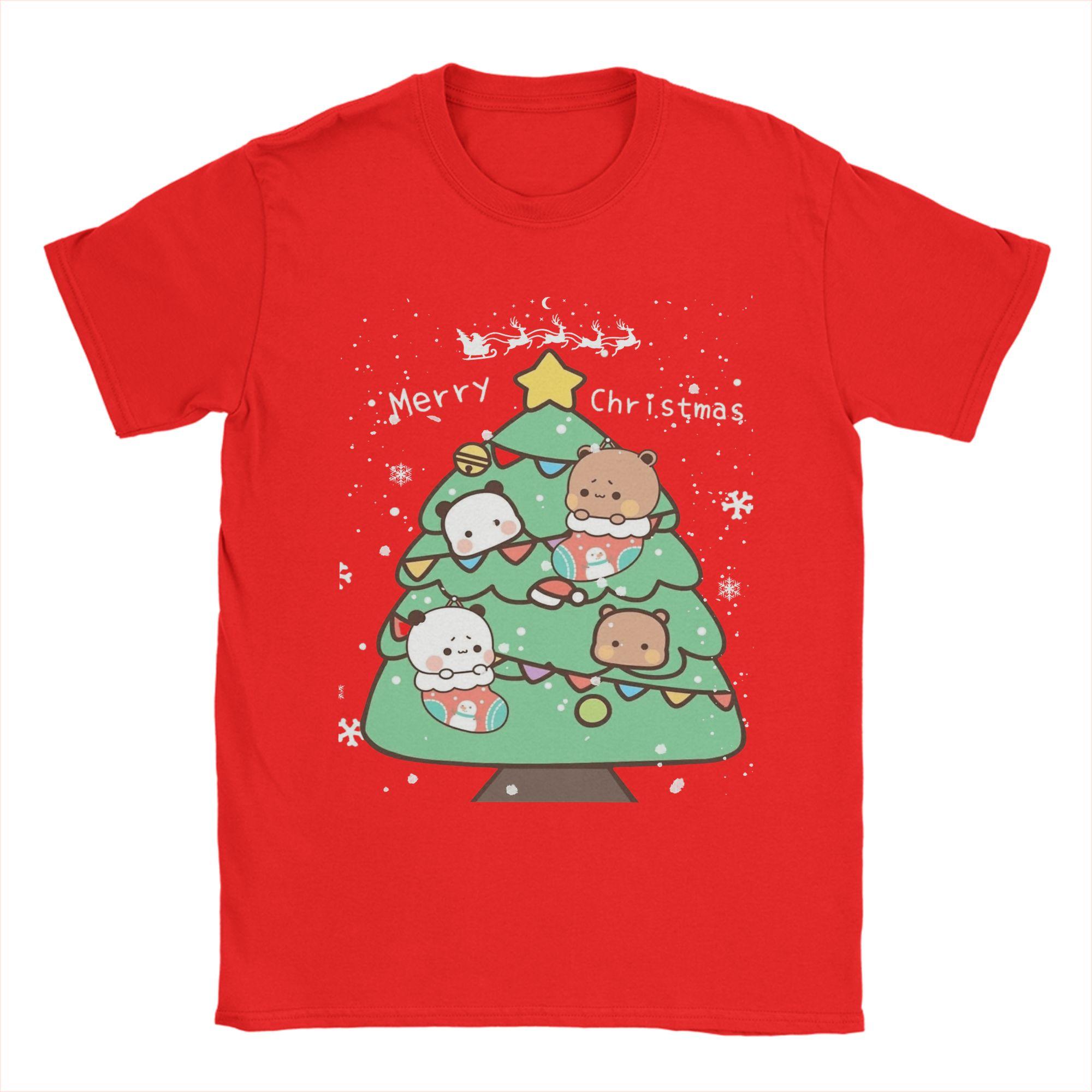 Men Women s T Shirt Merry Christmas Bubu Dudu Tree Panda And Brownie Bear True Love Couple 2026 T-Shirts Summer Tee Shirt Tops S