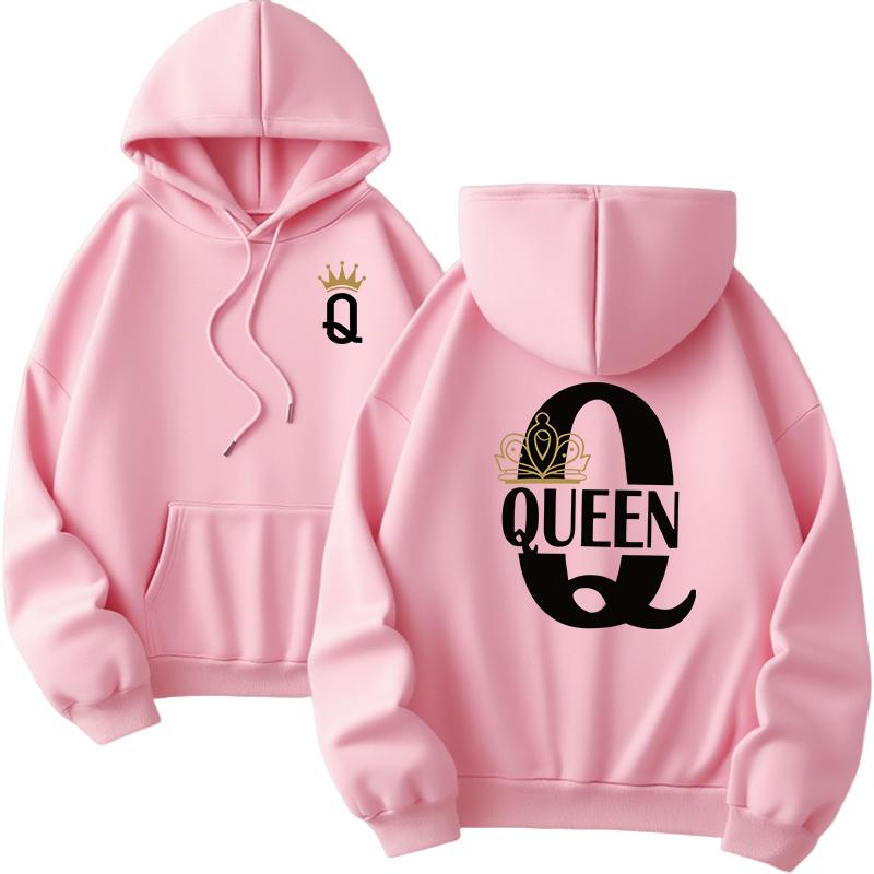 Arrival Couples Sweatshirts Classic Queen King Print Pullover Woman Man Home Outdoor Comfort Warm Loose Casual Hoodies