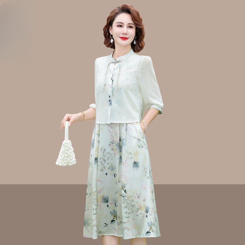 High Quality Chinese Style Summer Dress Set for Women Slimming Two Piece Outfit Fashionable and Elegant