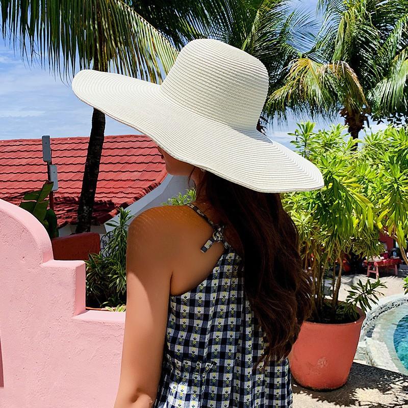 Oversized Brim Straw Hat Women's Summer Seaside Sunshade Sun Protection Hat Outdoor Travel Vacation Beach Hat Summer Hat Women's