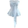 Gentle and Sweet Wind Bow Strap Design Tube Top Summer Waist Thin Fresh Age-reducing Versatile Top