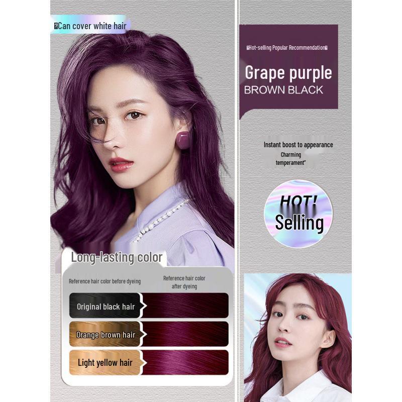 

Стійка пінка для фарбування волосся, на основі чистих рослинних компонентів, багато кольорів, якість салонного фарбування вдома фіолетовий/виноградний
