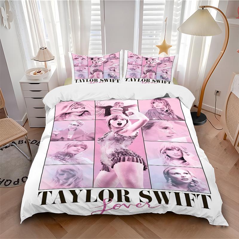 Set di biancheria da letto 3 pezzi Taylor Swift Album Lover Per tutte le taglie Nuovo Copriletto Stampato 3D Piumone Copripiumone Federa Decorazione Camera da Letto