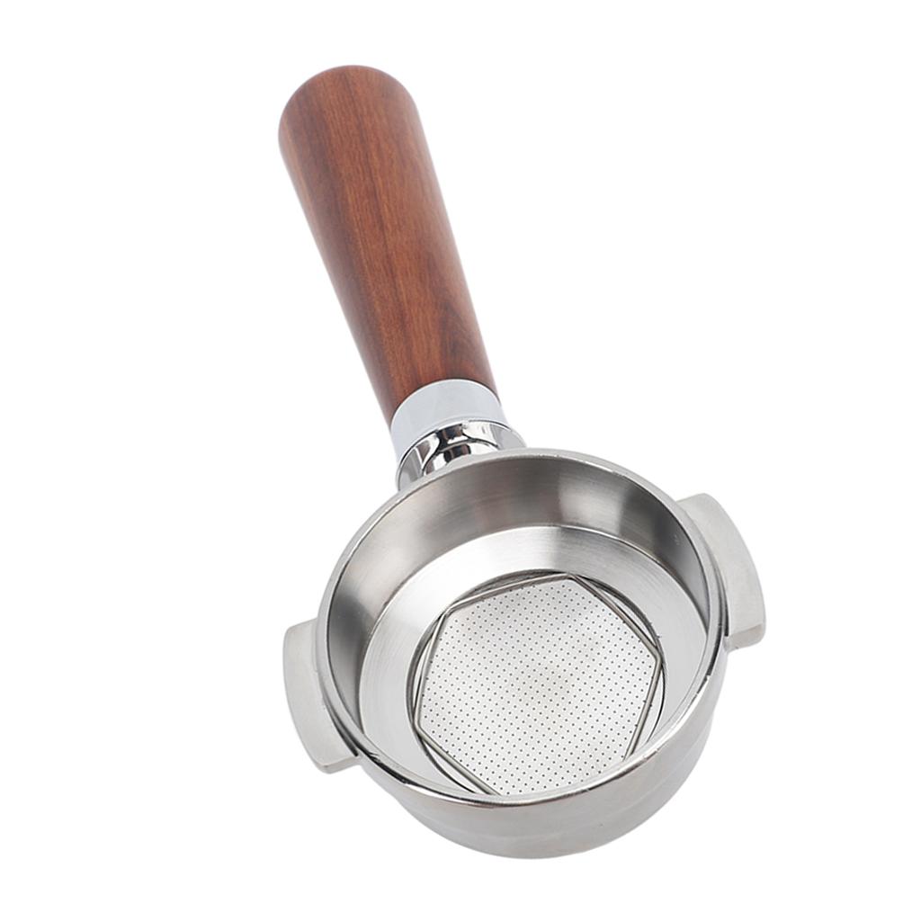 58mm Bottomless Portafilter Single Spout Stainless Steel Coffee Portafilter   Wood Handle