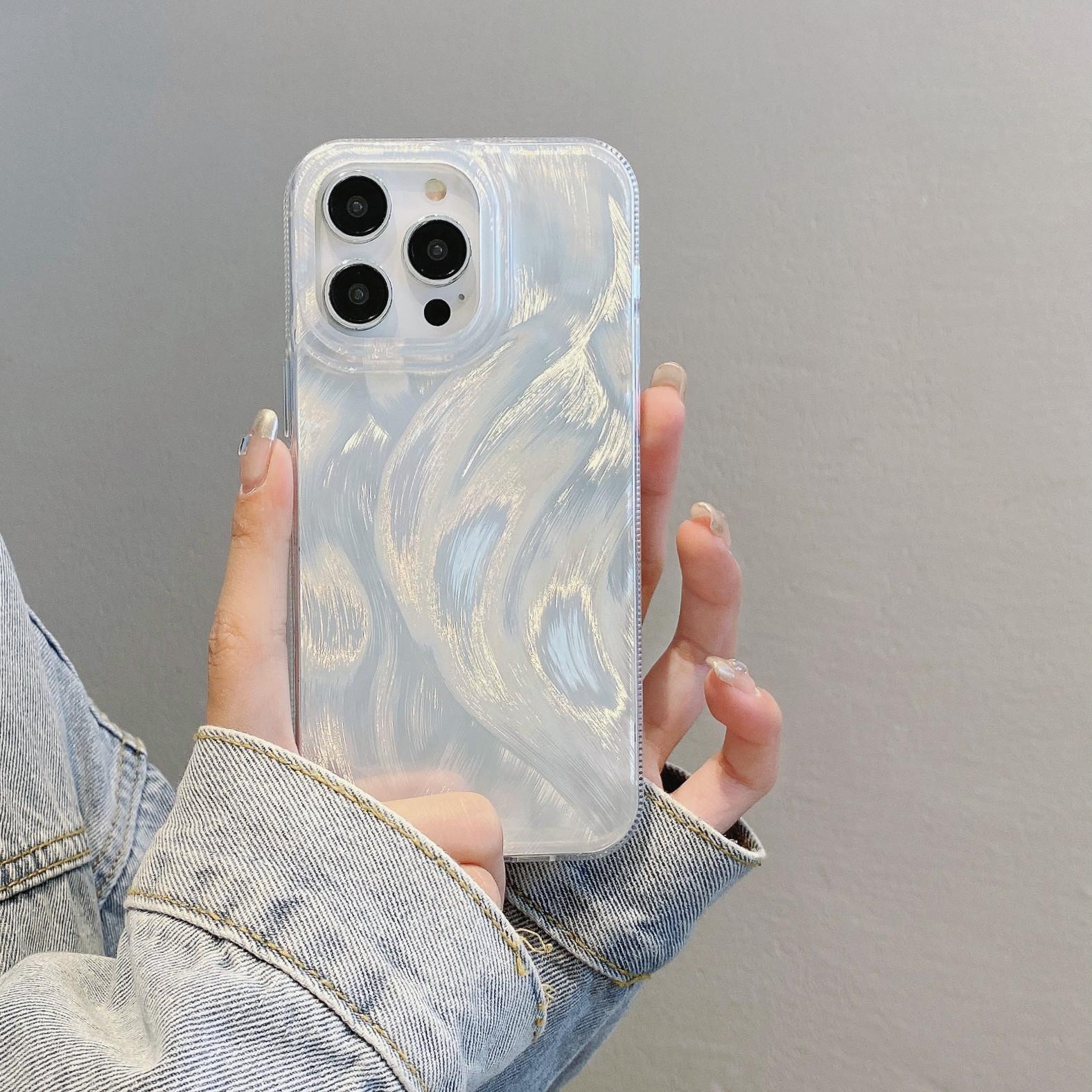 

Ins Перышко Серебро Подходит для Apple 16PRO Креативный Чехол для Мобильного Телефона IPhone 14/13 Лазерный Твердый Защитный Чехол Apple 16PROMAX