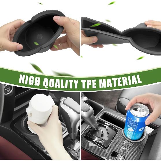 Upgrade Cup Holder Erts For 2014-2024 Toyota 4Runner Center Console Cupholder Coaster Liner Replaces Mat For 4 Runner Interior Accessories